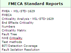 FMECA Standard Reports