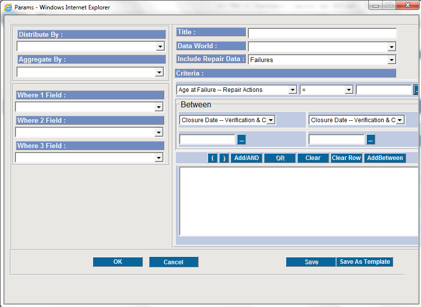 Report Parameter Selection for FRACAS